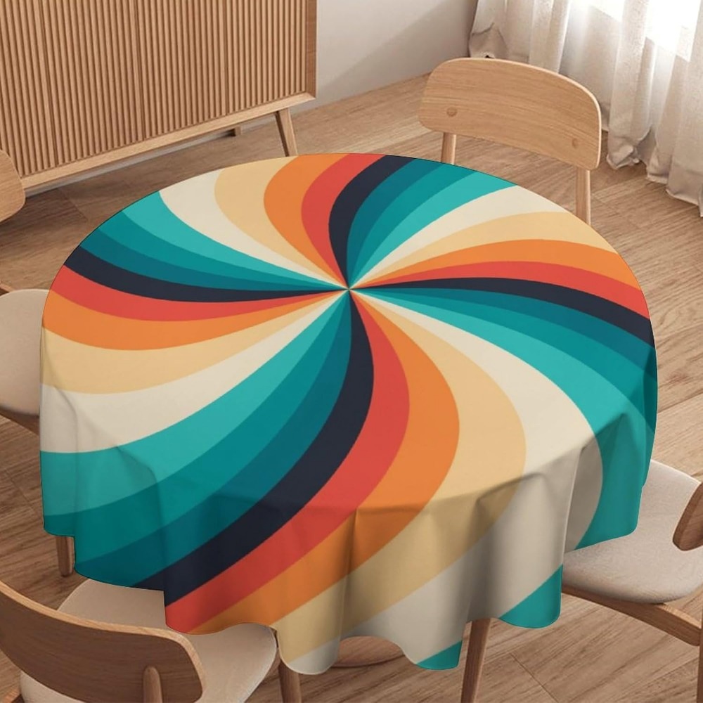 Century Textile & Sewing Supply Photos - Toalha de Mesa Redonda Vintage Groovy