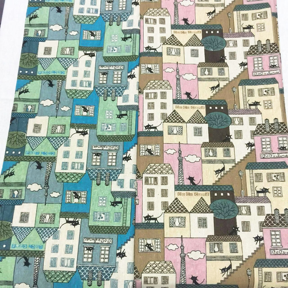 Vintage Sewing Textile - Nordic Small House Series Vintage Patchwork,