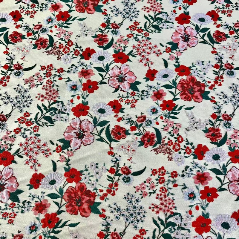 Tecido Jacquard Floral Pequeno - Vintage Sewing Textile avaliação e preço
