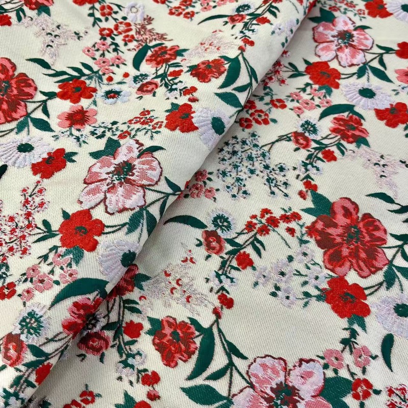 Tecido Jacquard Floral Pequeno - Vintage Sewing Textile avaliação e preço