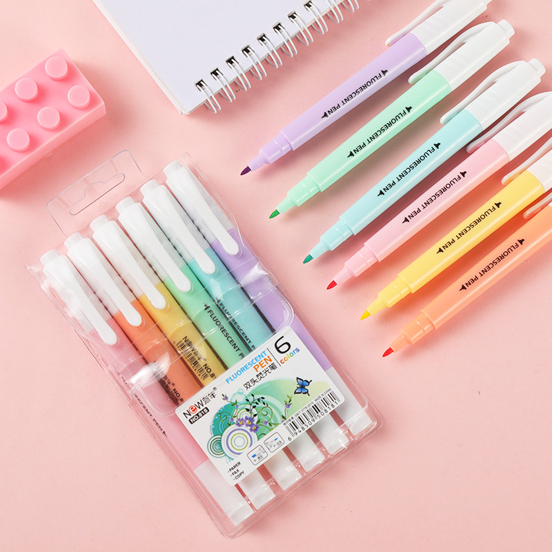 6 pçs/set cabeça dupla fluores - Stabilo Marker Boss avaliação e preço